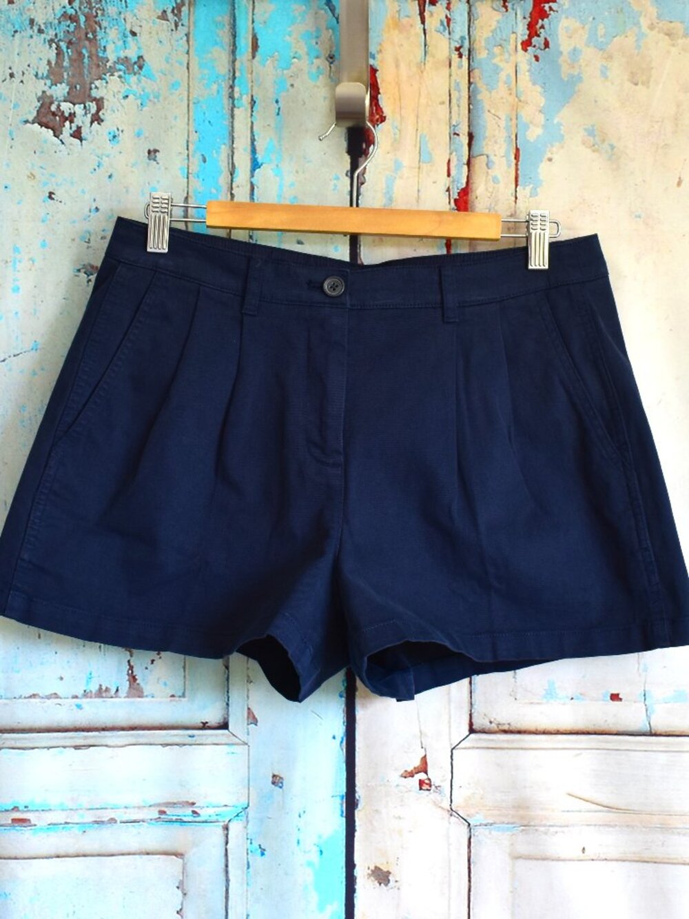 Women's J. Crew Pleated Chino Short 3" In Preppy Casual SIZE 6 Navy Blue NEW